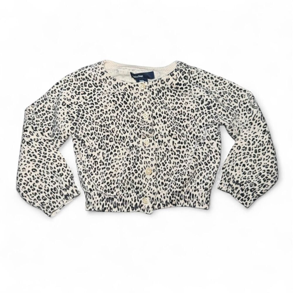 Baby Gap Leopard Print Button Front Cardigan Sweater | 6–12 Months | 100% Cotton